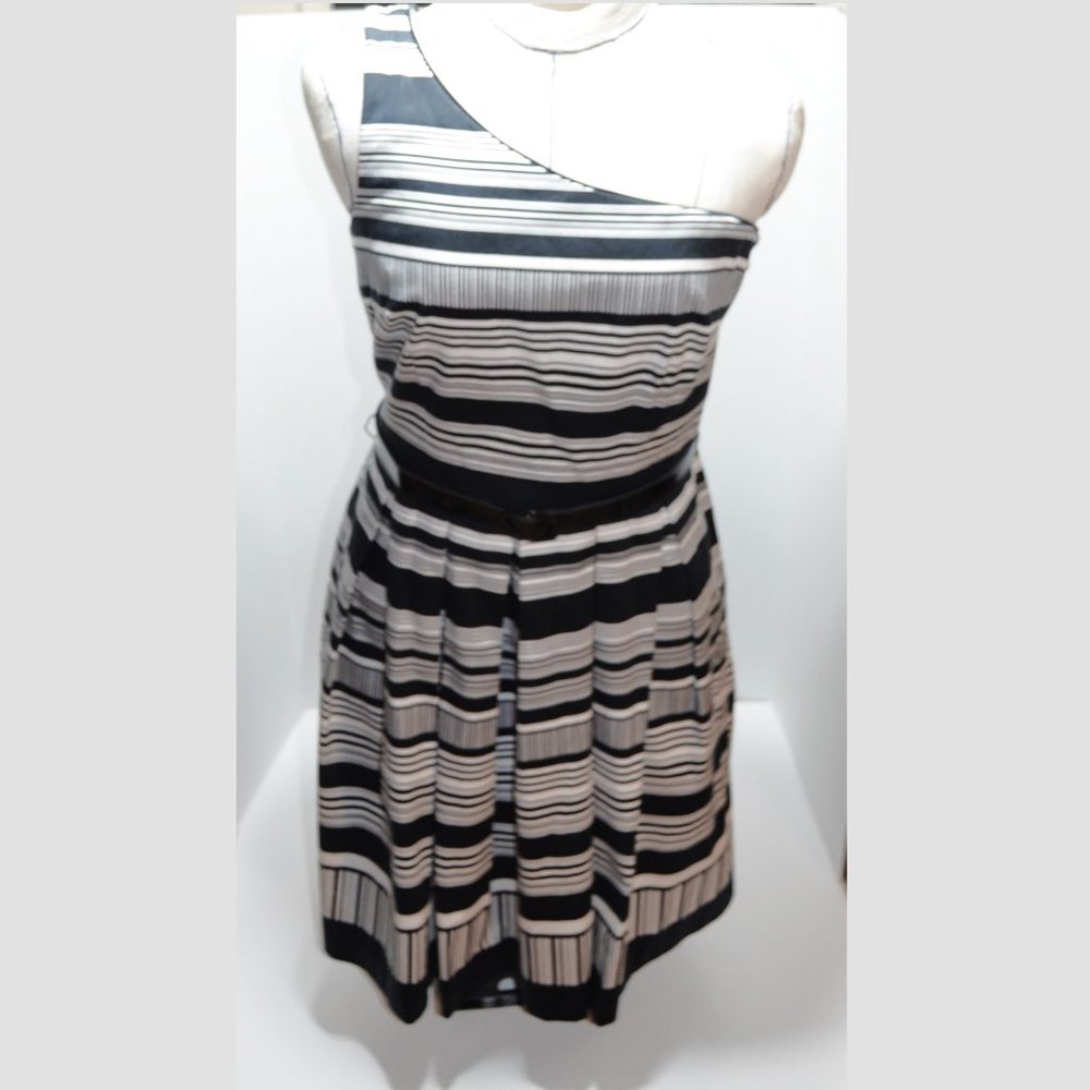 White House Black Market Dress with Pockets One Shoulder Fit and Flare Size 6